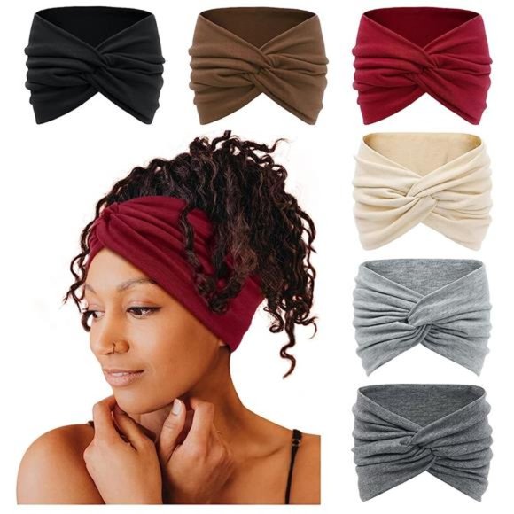 6 pc Wide Headbands for Women 7'' Extra Large Turban Headband Boho Hairband Hair - Picture 1 of 6
